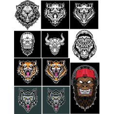 Wildes Tier Kopf Set