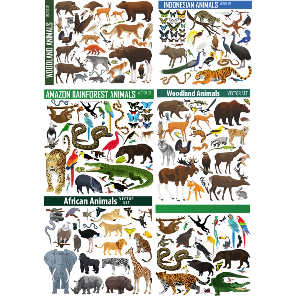 Omfattende Dyr Vektor Clipart Bundt Omfattende Dyr Vektor Clipart Bundt