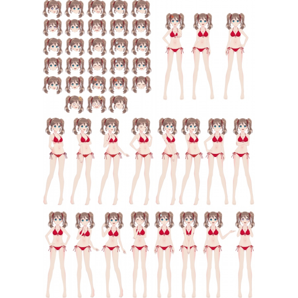 Adorable Bikini Rouge Vecteur De Caractères Bundle Adorable Bikini Rouge Vecteur De Caractères Bundle