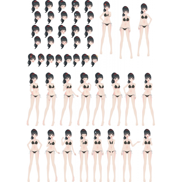 Charming Vector Illustrations Bundle of Stylish Character in Bikini Charming Vector Illustrations Bundle of Stylish Character in Bikini