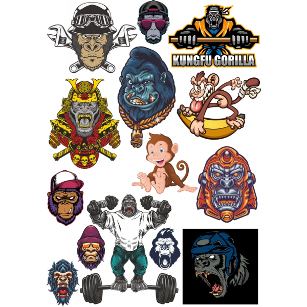 Gorilla Vector Illustrations Bundle