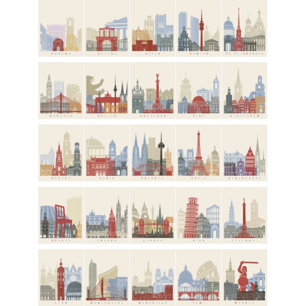 European Cityscape Vector Illustrations Set European Cityscape Vector Illustrations Set