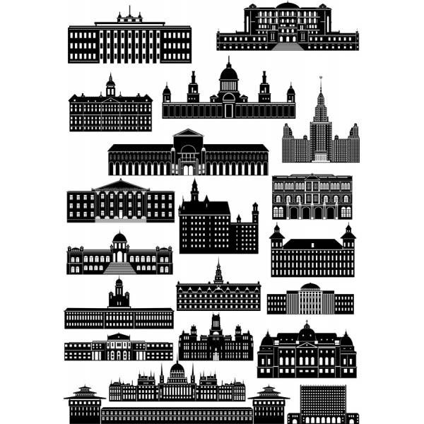 المعالم المعمارية Clipart ناقلات حزمة المعالم المعمارية Clipart ناقلات حزمة