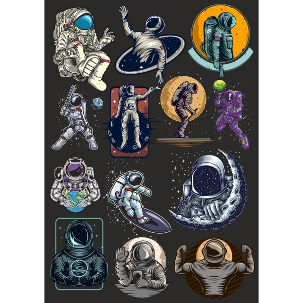 Zestaw Ilustracji Wektorowych Astronauty Zestaw Ilustracji Wektorowych Astronauty
