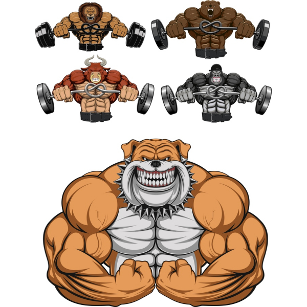 Muskulöse Tier-Vektor-Cliparts Bundle Muskulöse Tier-Vektor-Cliparts Bundle