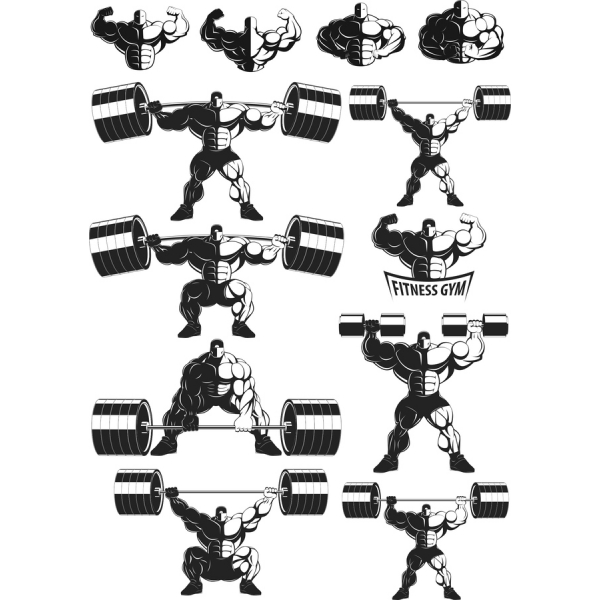 Dynamique Bodybuilder Vecteur Clipart Set Dynamique Bodybuilder Vecteur Clipart Set