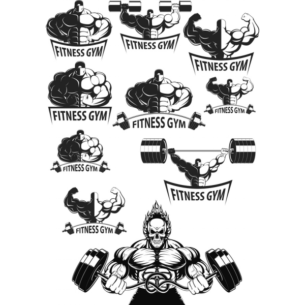 Fitness ยิมเว็กเตอ Clipart ตั้งค่า