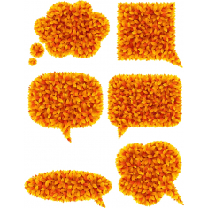 Blommig Pratbubblan Clipart Set
