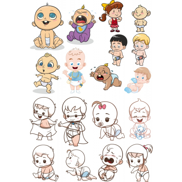 Set vector illüstrasiyalar Cute Baby - Cazibədar Clipart üçün bütün layihələr Set vector illüstrasiyalar Cute Baby - Cazibədar Clipart üçün bütün layihələr