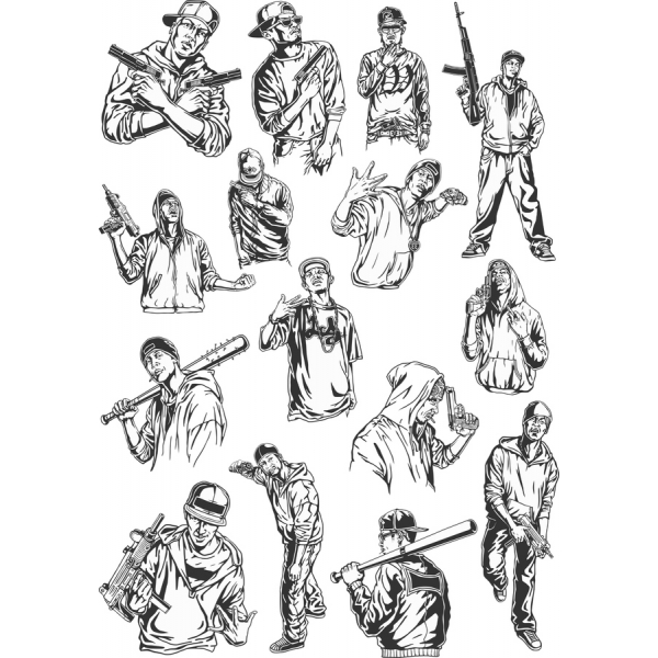 Lebendige Hip-Hop-Vektor-Illustrationen-Bundle Lebendige Hip-Hop-Vektor-Illustrationen-Bundle