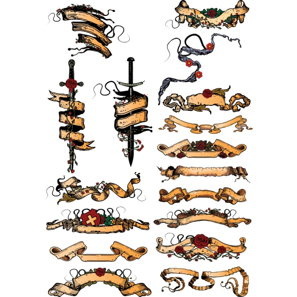 Vintage Scrolls and Banners Vector Bundle Vintage Scrolls and Banners Vector Bundle