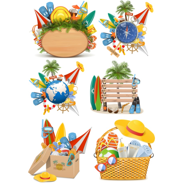 ฤดูร้อนวันหยุดของเว็กเตอ Clipart ตั้งค่า ฤดูร้อนวันหยุดของเว็กเตอ Clipart ตั้งค่า