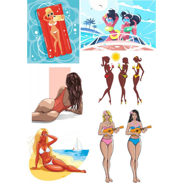 La Vida En La Playa Vector De Imágenes Prediseñadas Conjunto