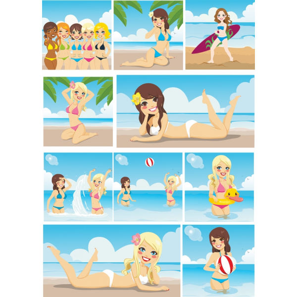 Ferie Vibes Vektor Clipart Sæt Ferie Vibes Vektor Clipart Sæt