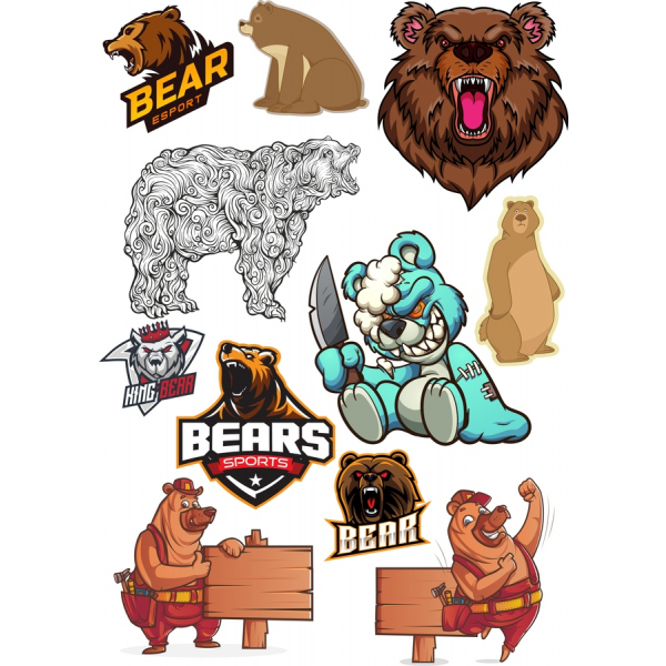 Medvěd Vektorové Kliparty Svazek - Dynamic Bear Ilustrace Medvěd Vektorové Kliparty Svazek - Dynamic Bear Ilustrace