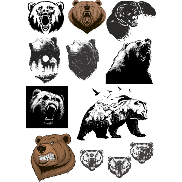 Orso Vettoriale Clipart Bundle - Roaring Forza in Ogni progetto Orso Vettoriale Clipart Bundle - Roaring Forza in Ogni progetto