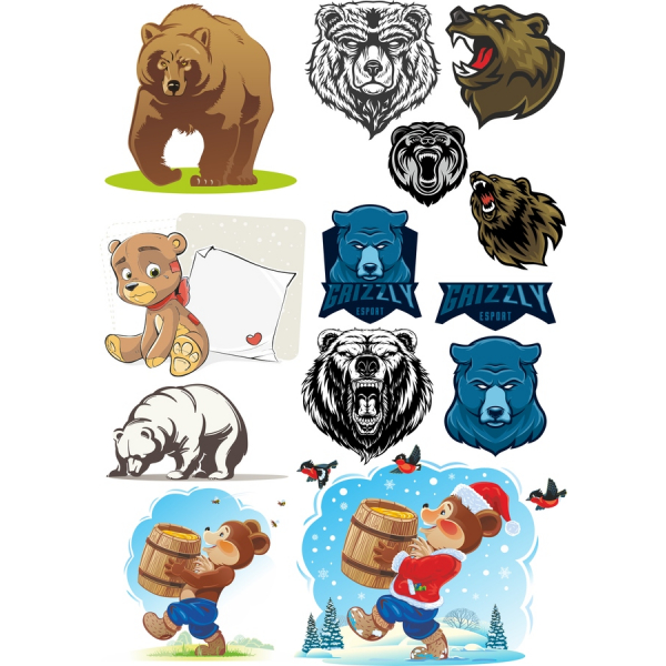 Bear-Themed-Vektor-Bilder-Sammlung