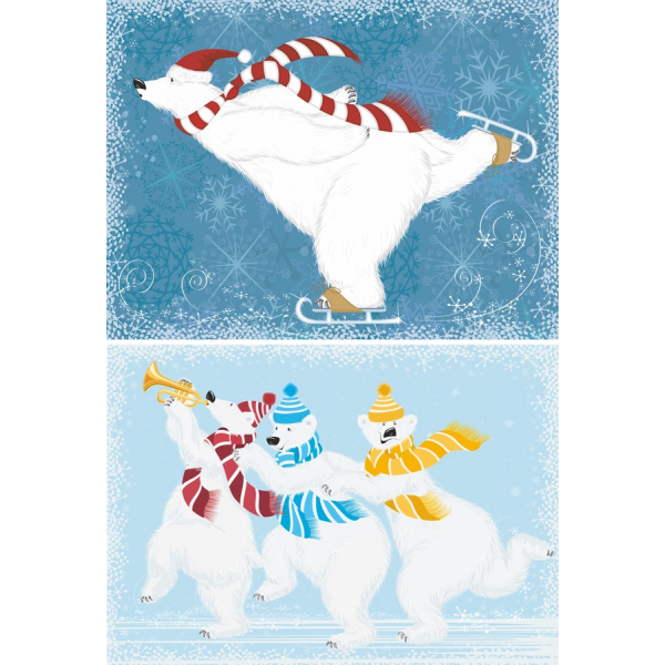 Inverno Orso Polare, Celebrazione, Clipart Vector Set