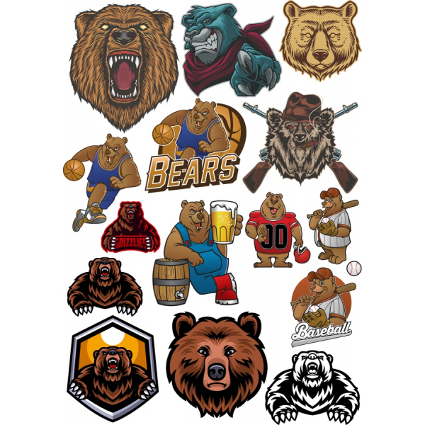 Bear Essentials Vector Illustration Set Bear Essentials Vector Illustration Set