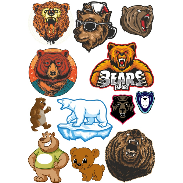 Bjørn Vektor Clipart Sæt - Download Nu!
