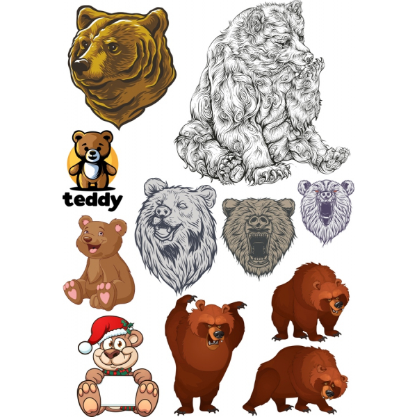 Bear Clipart Vector Bundle - Adorable and Fierce Illustrations Bear Clipart Vector Bundle - Adorable and Fierce Illustrations