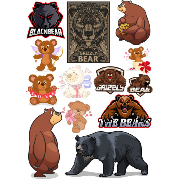 Orso Illustrazioni Vettoriali Bundle - Cute & Feroci Disegni Orso Illustrazioni Vettoriali Bundle - Cute & Feroci Disegni