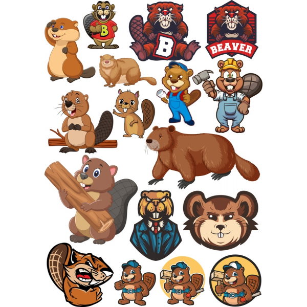 Beaver Buddy Vector Illustration Set Beaver Buddy Vector Illustration Set