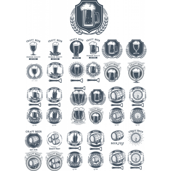 Craft-Bier-Vektor-Clipart-Set - Elegante-Illustrationen für Brauereien und Pubs