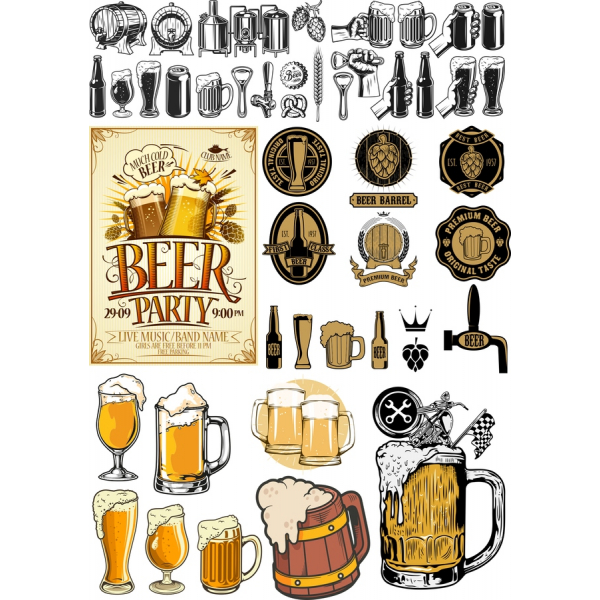 Pivní Party Vektorové Kliparty Bundle - SVG A PNG Soubory