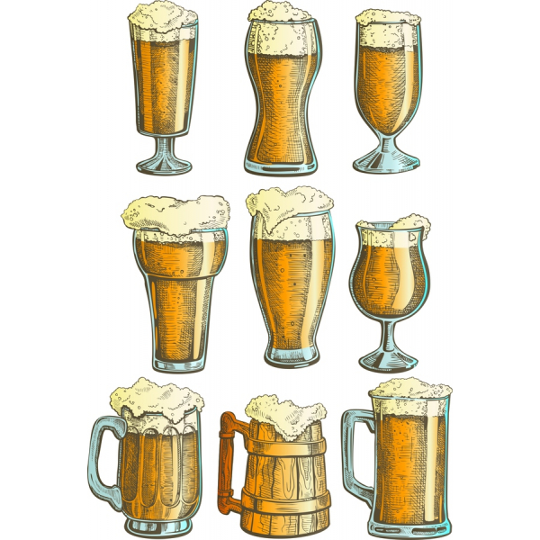 Vintage Pivo Vektorů - Pivní Sklenice a Hrnky Klipart Sada Vintage Pivo Vektorů - Pivní Sklenice a Hrnky Klipart Sada