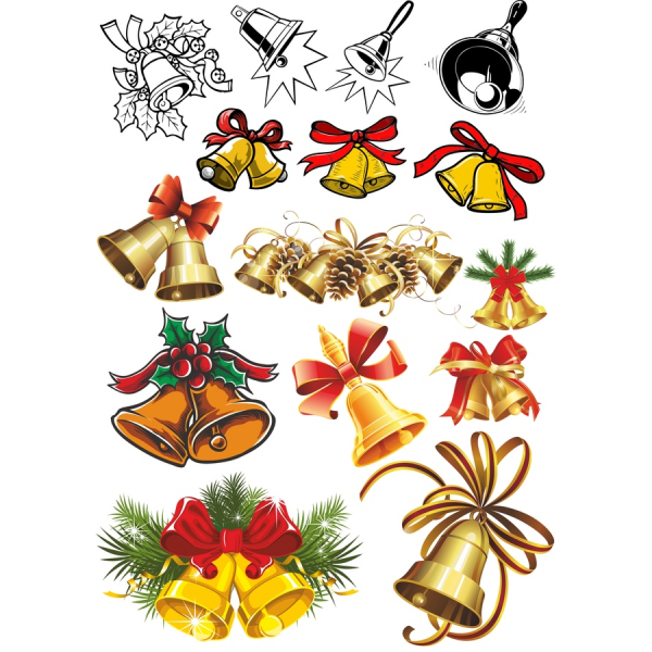 Vánoční Zvonek Clipart Bundle - Slavnostní Vektorové Ilustrace