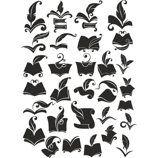 Elegante Clipart Vector Set: il Libro e la Natura Illustrazioni