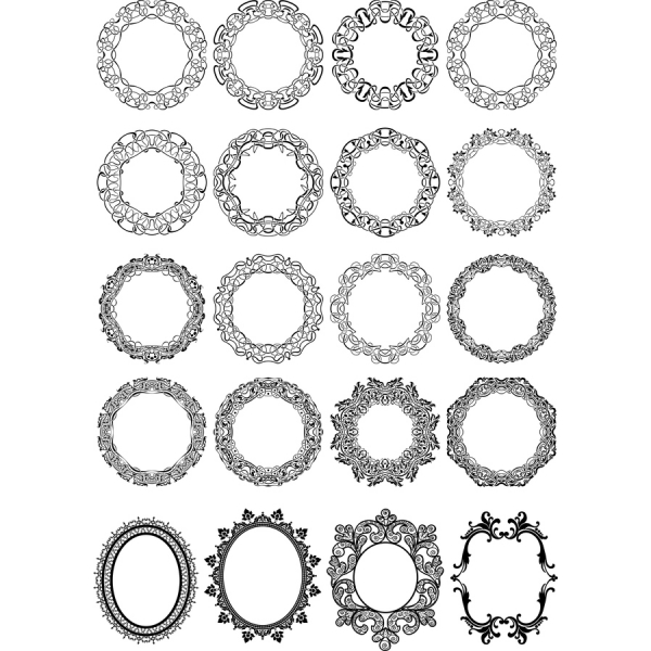 Složité Vektorové Rámy Set - Elegantní Design v SVG A PNG Složité Vektorové Rámy Set - Elegantní Design v SVG A PNG