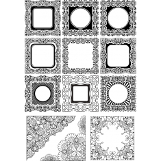 Intricate ไม้กวาดกรอบ Clipart ตั้งค่า