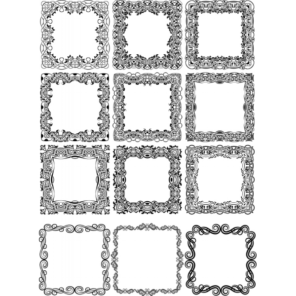 Vintage Cadre Fleuri Vecteur Clipart Set Vintage Cadre Fleuri Vecteur Clipart Set