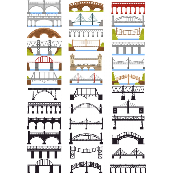 Brillante Brücken Vektor-Clipart-Set Brillante Brücken Vektor-Clipart-Set