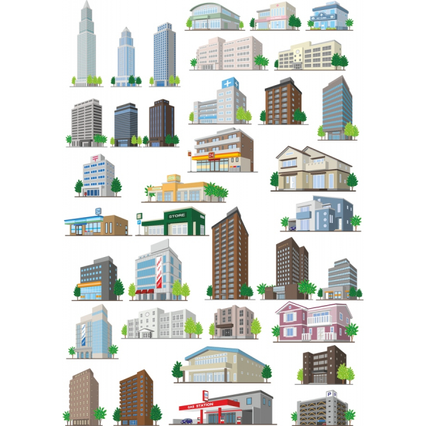 Umfassende Gebäude Vektor-Illustrationen-Bundle Umfassende Gebäude Vektor-Illustrationen-Bundle