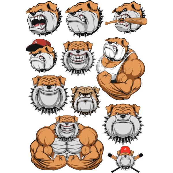 Buldog Vektor Clipart Kolekciju Buldog Vektor Clipart Kolekciju
