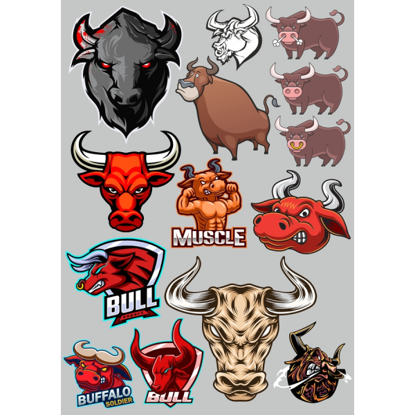 Bull &amp; Buffalo Vektorové Kliparty Bundle - Vysoce Kvalitní SVG A PNG Ilustrace