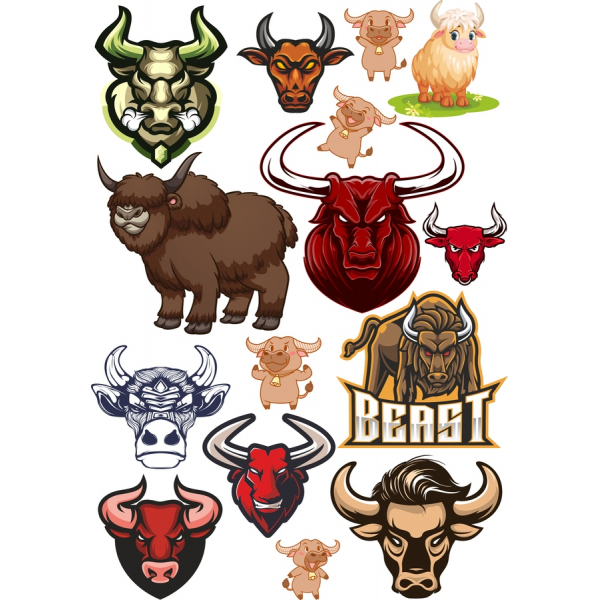 Bundel Hewan Clipart Vektor-Ilustrasi Banteng & Bison Bundel Hewan Clipart Vektor-Ilustrasi Banteng & Bison
