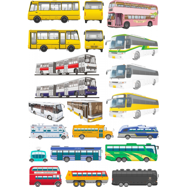 Vektori Bussi-ja Transpordi Pilte Set - SVG & PNG Liit Vektori Bussi-ja Transpordi Pilte Set - SVG & PNG Liit