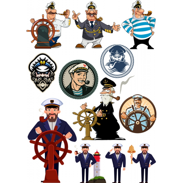 Captain & Sailor Vector Clipart Set Captain & Sailor Vector Clipart Set