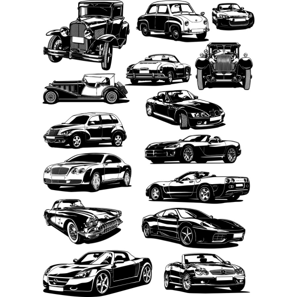 Vintage and Modern Car Vector Illustrations Vintage and Modern Car Vector Illustrations