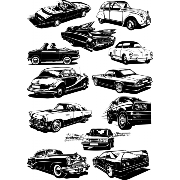 Oldtimer-Vektor-Illustrationen-Bundle Oldtimer-Vektor-Illustrationen-Bundle