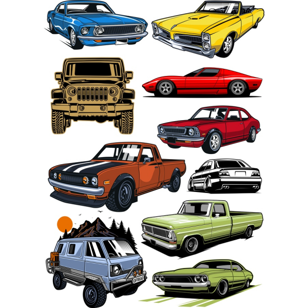 Vintage og Moderne Bil Vektor Clipart Bundt
