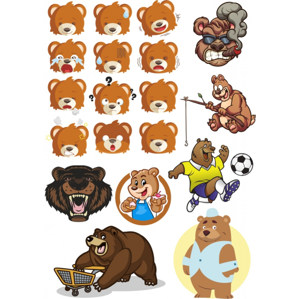 Roztomilý Vektorové Medvěd Clipart Bundle Roztomilý Vektorové Medvěd Clipart Bundle