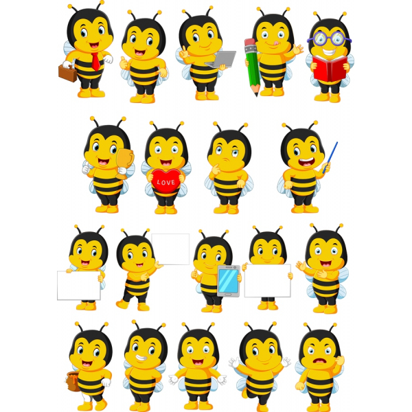 Verspielte Bee Vektor-Zeichen-Sammlung Verspielte Bee Vektor-Zeichen-Sammlung