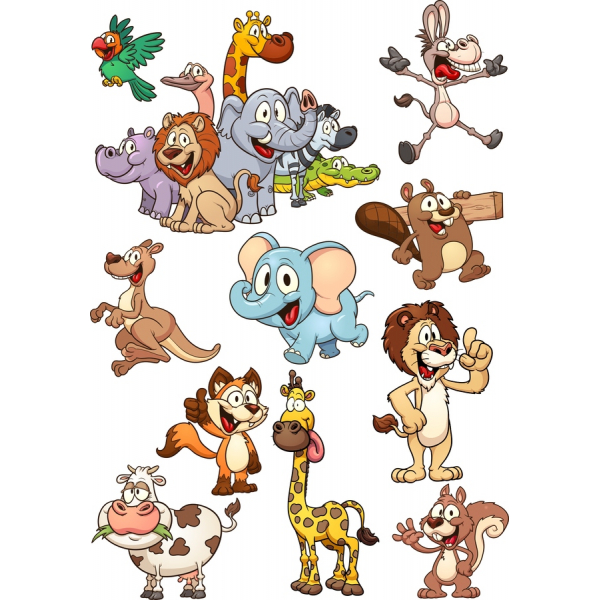 Animal Fun Clipart Kolekce - Náladový Vektorové Ilustrace