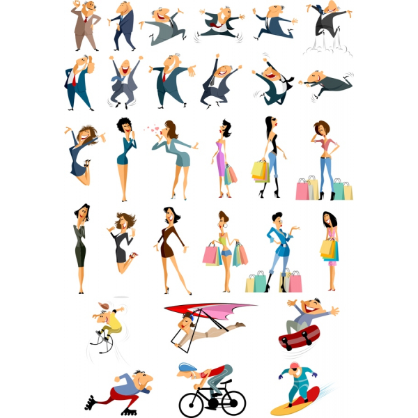 Dynamisk Vektor Clipart Sæt - Energiske Tegn for Dine Designs Dynamisk Vektor Clipart Sæt - Energiske Tegn for Dine Designs