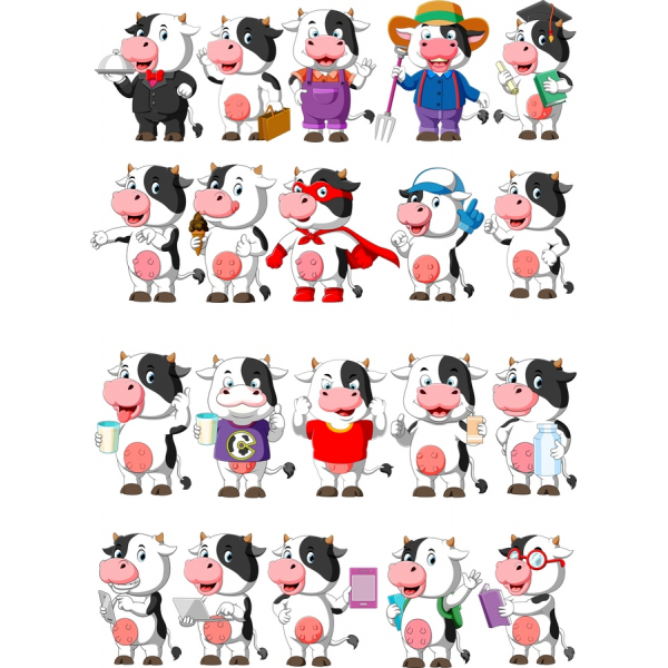 მხიარულ ძროხა Clipart Bundle მხიარულ ძროხა Clipart Bundle